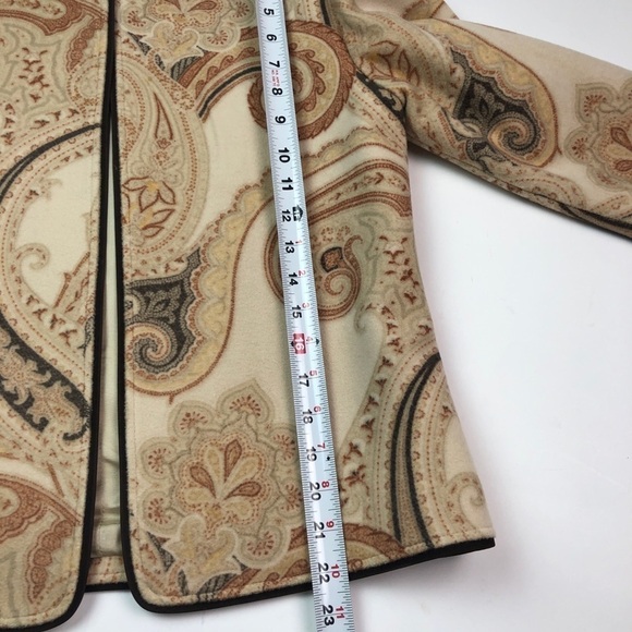 Vintage Linda Allard Ellen Tracy Open Front Jacket Blazer Paisley Wool Cashmere - Picture 6 of 10